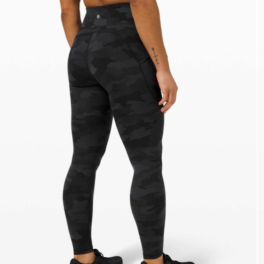Lululemon Invigorate camo deep coal multi high rise tights leggings 31”